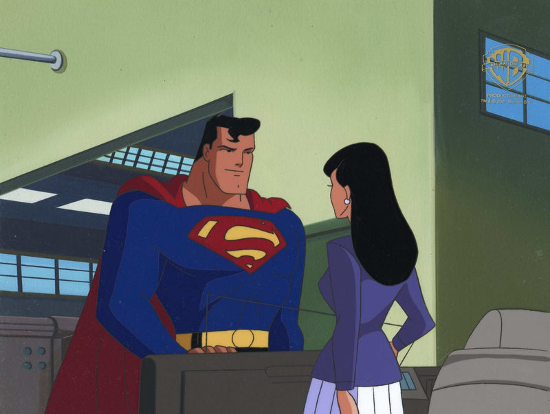 Superman the Animated Series Original Production Cel On Original Hand-Painted Production Background: Superman and Lois - Choice Fine Art