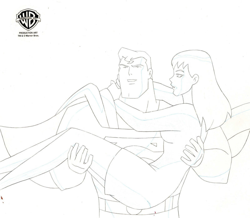 Superman the Animated Series Original Production Cel with Matching Drawing: Superman and Lana - Choice Fine Art