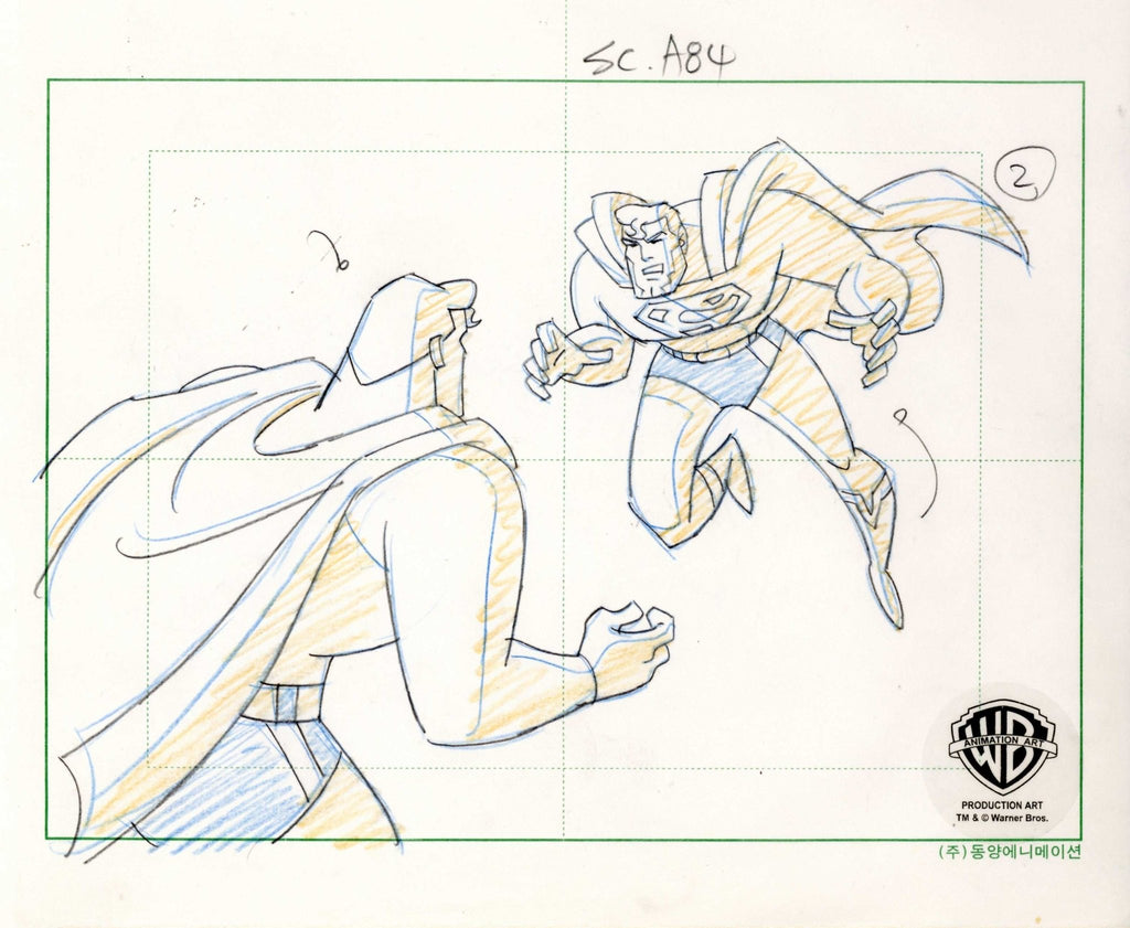 Superman the Animated Series Original Production Drawing: Superman and Bizarro - Choice Fine Art