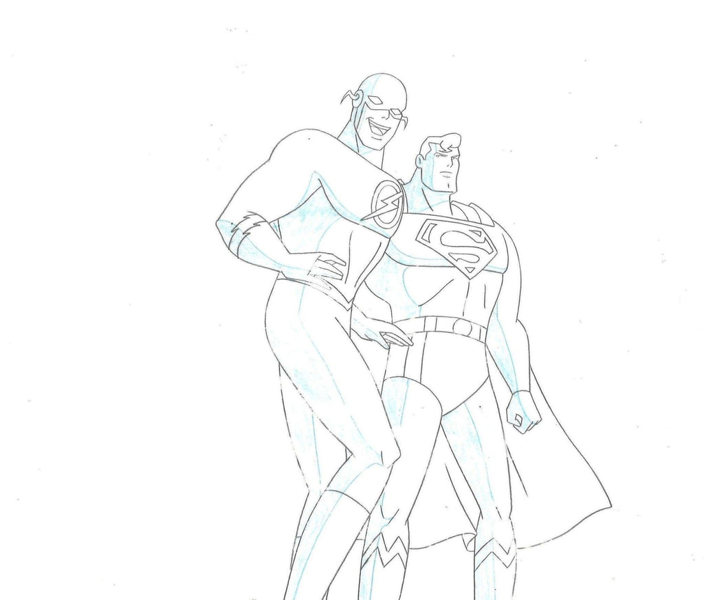 Superman the Animated Series Original Production Drawing: Superman and The Flash - Choice Fine Art