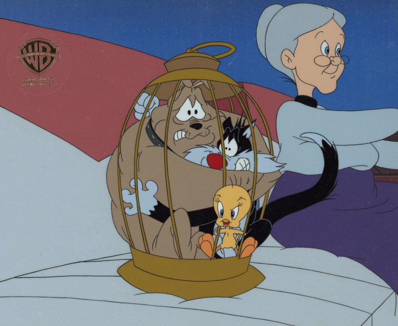 Sylvester and Tweety Mysteries Original Production Cel: Granny, Hector, Sylvester, Tweety - Choice Fine Art