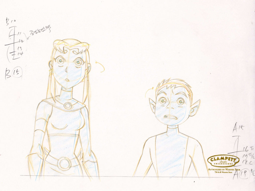 Teen Titans Original Production Drawing: Beast Boy and Starfire - Choice Fine Art