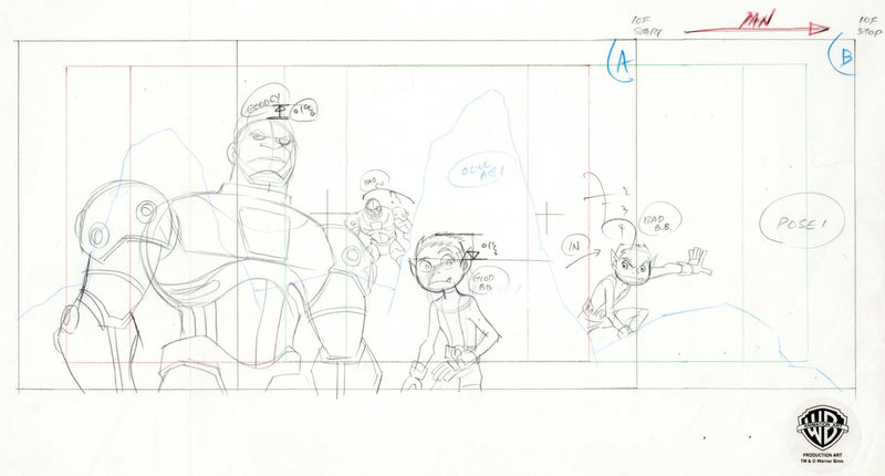 Teen Titans Original Production Drawing: Cyborg and Beast Boy - Choice Fine Art