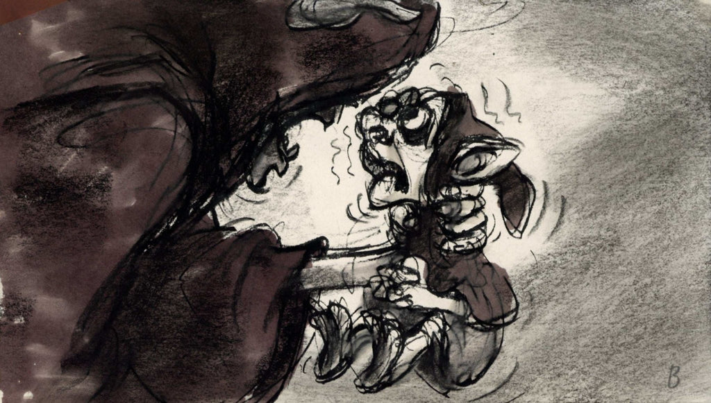 The Black Cauldron Storyboard Drawing: The Horned King and Creeper - Choice Fine Art