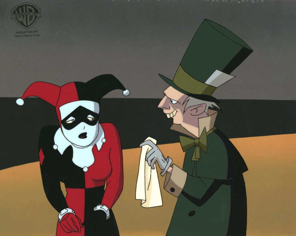 The New Batman Adventures Original Production Cel with Matching Drawing: Harley Quinn and Mad Hatter - Choice Fine Art