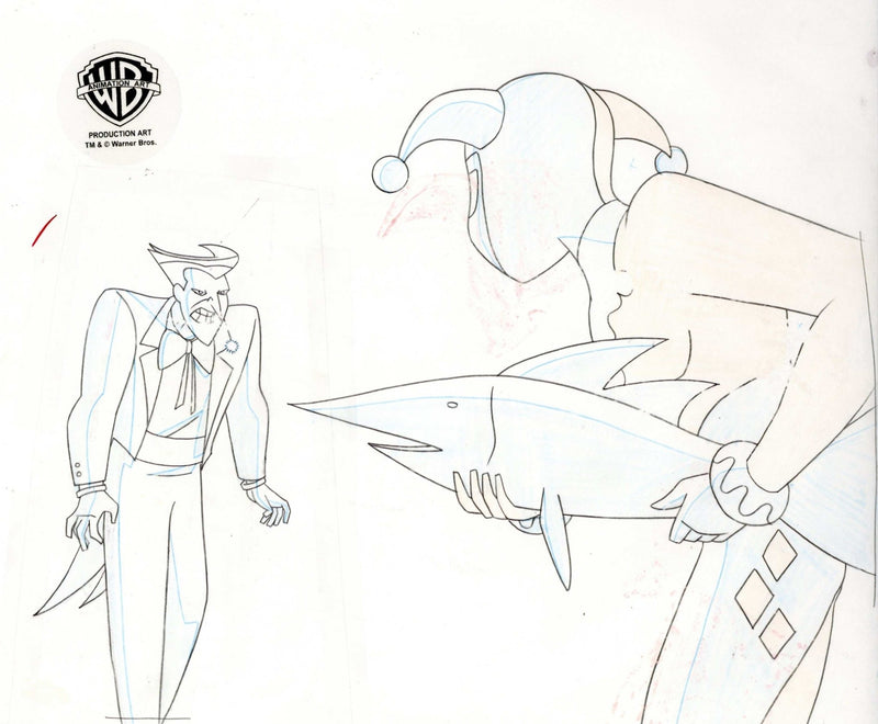 The New Batman Adventures Original Production Cel With Matching Drawing: Joker and Harley Quinn - Choice Fine Art