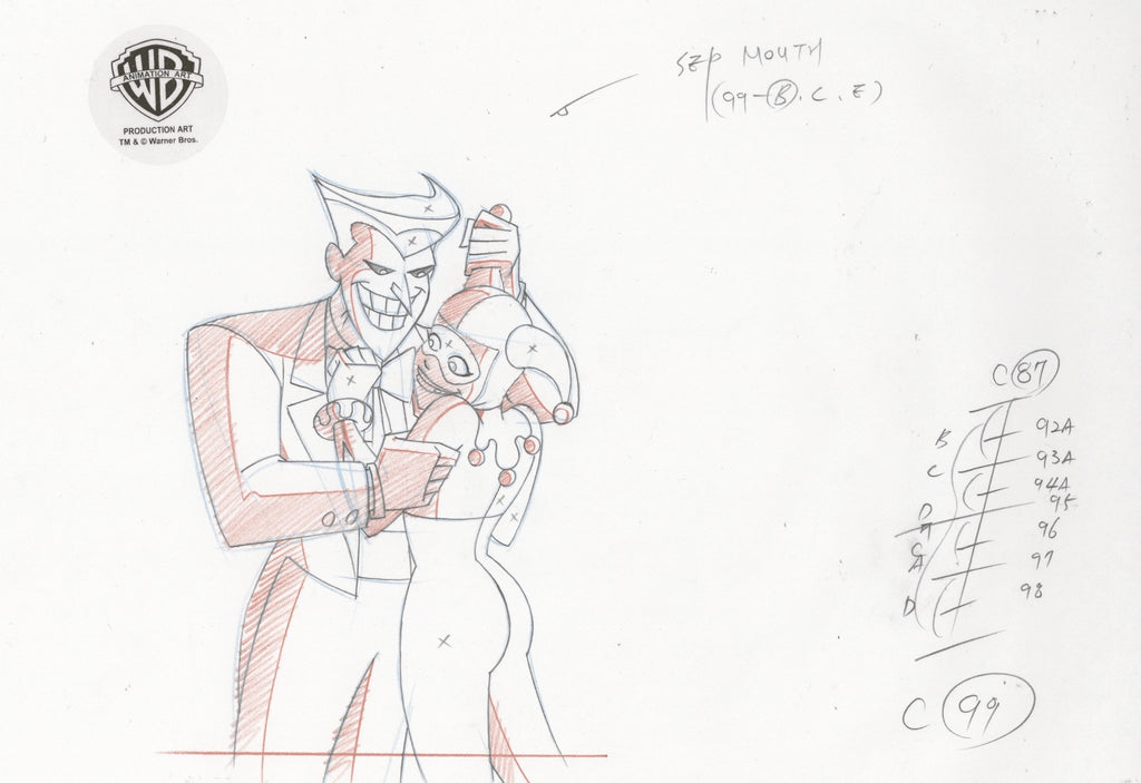 The New Batman Adventures Original Production Drawing: Harley Quinn and Joker - Choice Fine Art