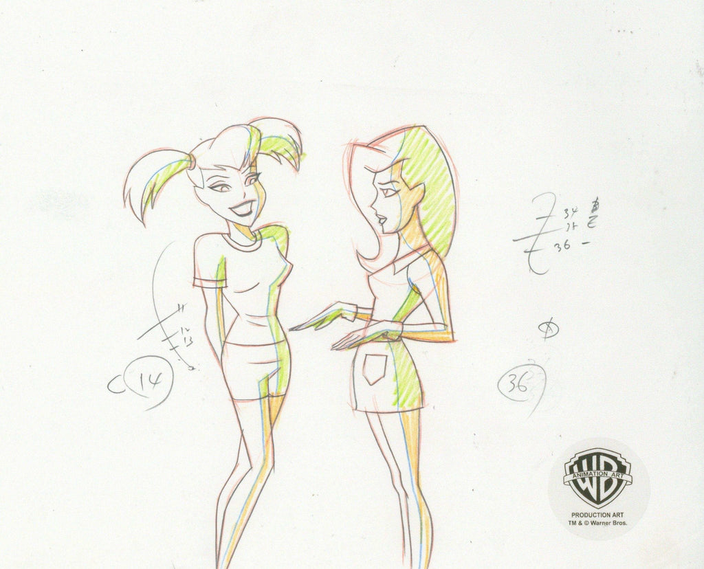 The New Batman Adventures Original Production Drawing: Harley Quinn and Poison Ivy - Choice Fine Art