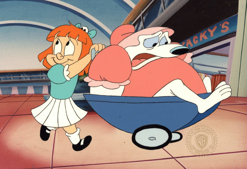 Tiny Toons Adventures Original Production Cel: Elmyra Duff and Arnold the Pitbull - Choice Fine Art