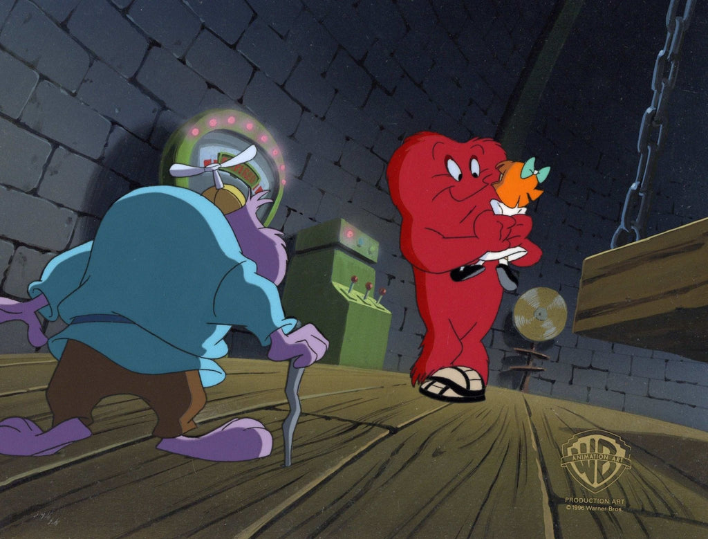 Tiny Toons Original Production Cel on Original Background: Elmyra Duff, Gossamer, and Dizzy Devil - Choice Fine Art