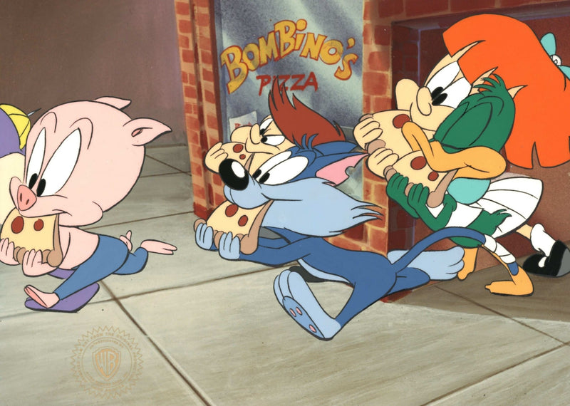 Tiny Toons Original Production Cel: Plucky, Furrball, Hamton J. Pig, Montana Max, and Elmyra - Choice Fine Art