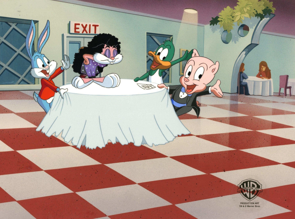 Tiny Toons Original Production Cel with Matching Drawing: Buster, Babs, Plucky, and Hamton - Choice Fine Art