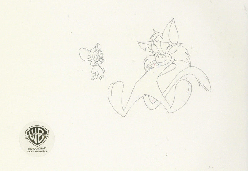 Tiny Toons Original Production Cel with Matching Drawing: Furball and Sneezer the Sneezing Ghost - Choice Fine Art