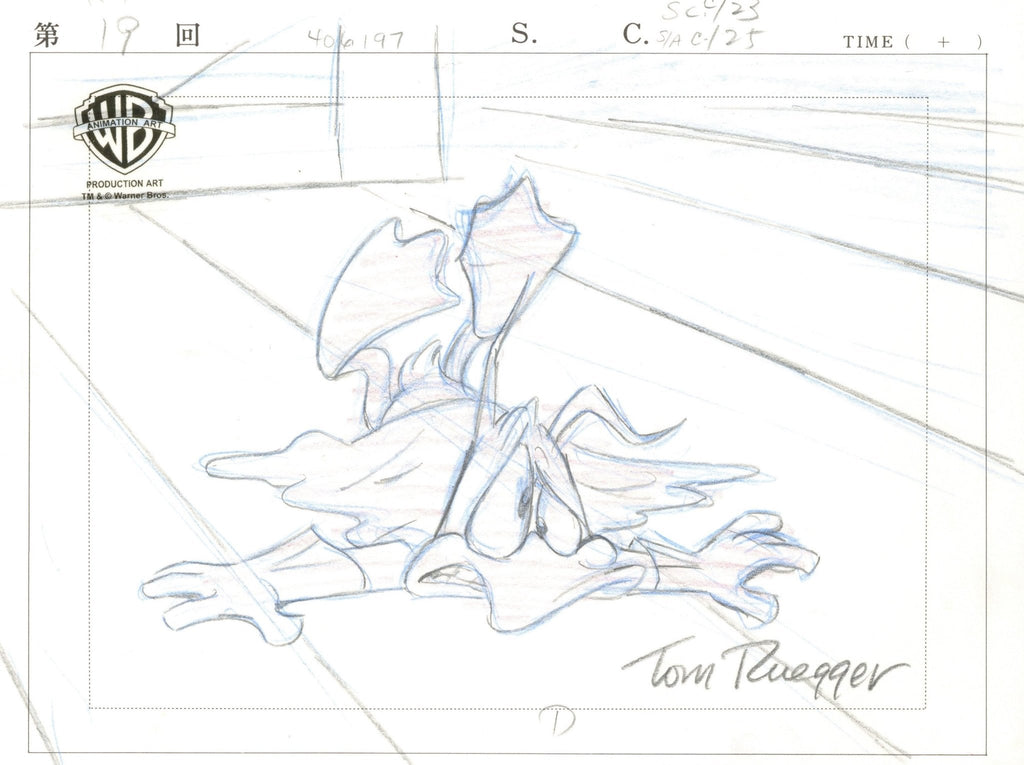 Tiny Toons Original Production Drawing Signed by Tom Ruegger: Batduck - Choice Fine Art